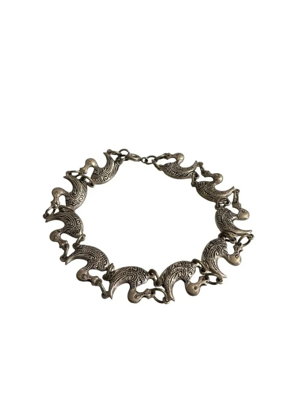 Vintage Sterling Silver Duck Link Bracelet 7-Inch 7.6g Made In Spain - Picture 5 of 9